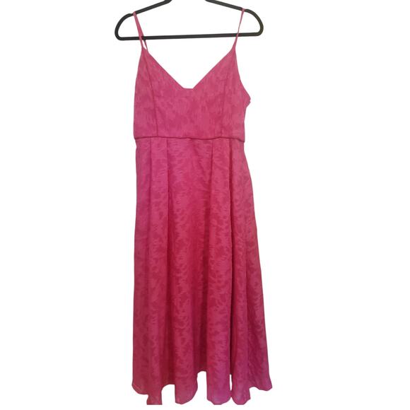 Showpo Hot Pink Spaghetti Strap Midi Length Lace Dress Size 10 - Picture 1 of 10